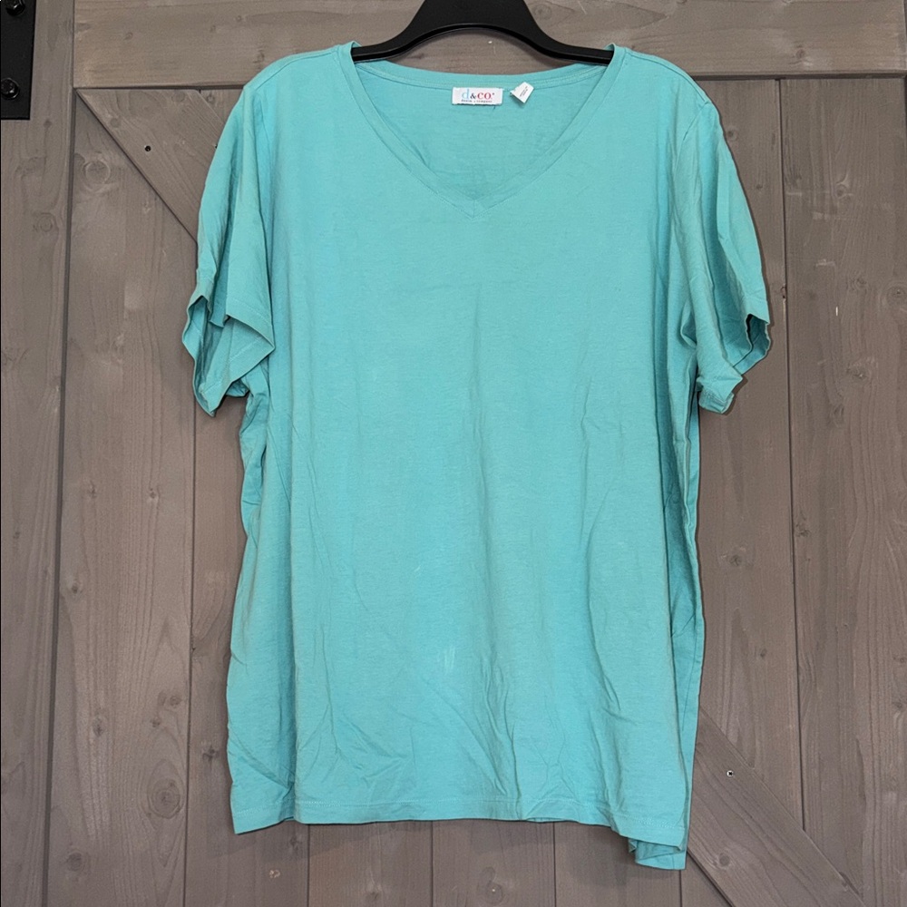 Women's Turquoise V-Neck Short Sleeve Tee